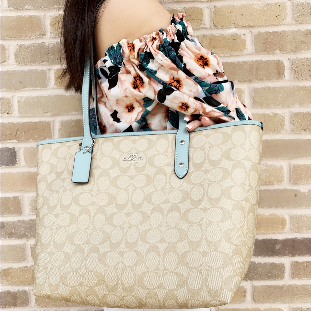Coach Purse Top Zip Tote light khaki mint - Picture 3 of 4